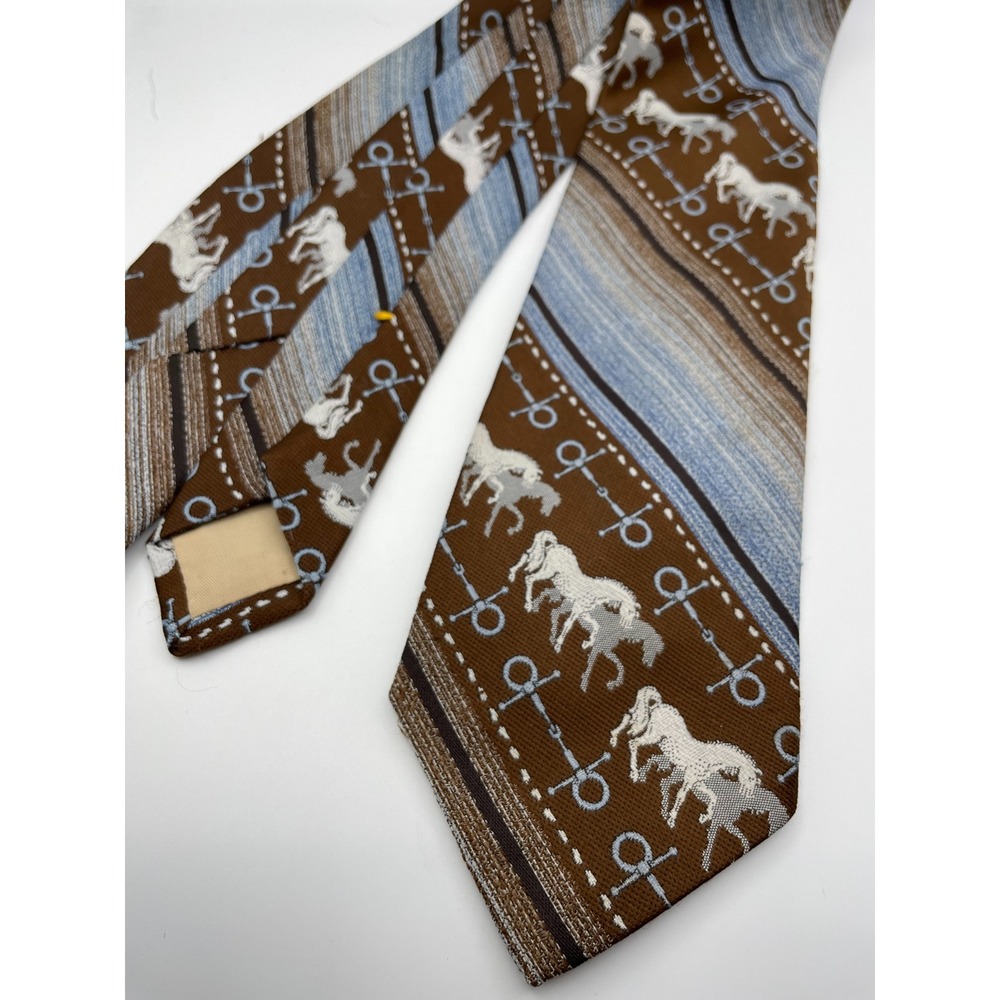Tex Tan Exclusive Western Tie Brown Blue Equestrian Horse Snaffle Bit Polyester